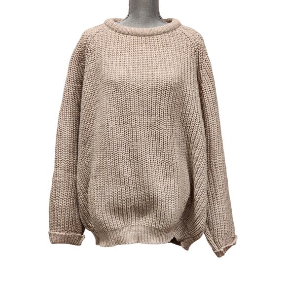 The Sweater Shop Ireland Vintage Wool Sweater O/S Oatmeal Oversize Chunky Cozy - Picture 2 of 9